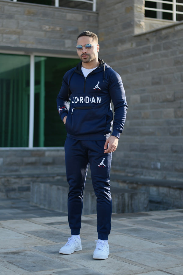 Air Jordan Navy Blue Poly Fleece Track Suit