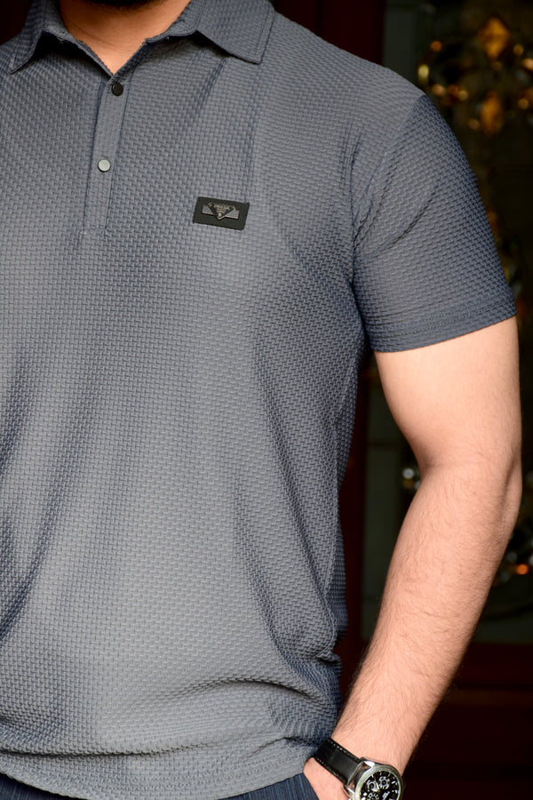Grey Nylon Imported Mesh Polo